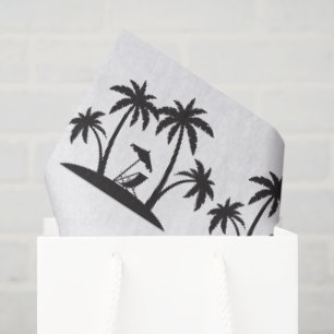 Papier Mousseline Jolie plage de fête carrelée avec palmier noir et 