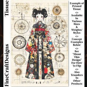 Papier Mousseline Jolie poupée asiatique Clockpunk en kimono CK6 déc