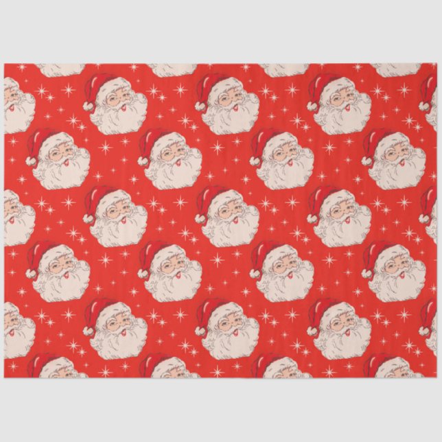 Papier Mousseline Jolie Retro Noël Père Noël Découpage (Recto)