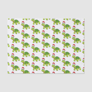 Papier Mousseline Jolie tortue en chapeau de Père Noël