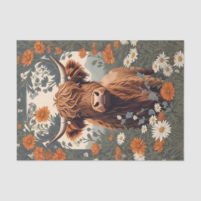 Papier Mousseline Jolie vache Vintage Highland (Recto)