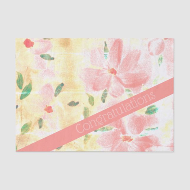 Papier Mousseline Jolies félicitations Coral (Recto)