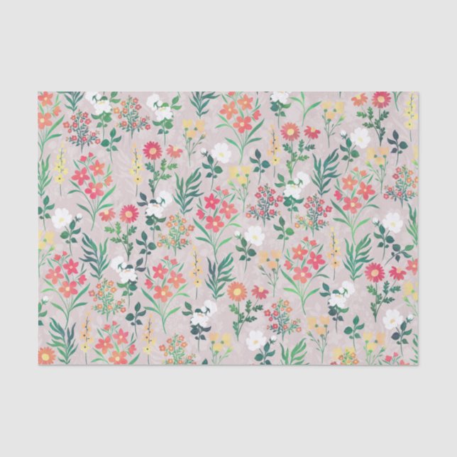 Papier Mousseline Jolies fleurs d'aquarelle Botanique (Recto)