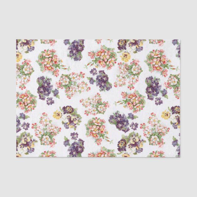 Papier Mousseline Jolies Fleurs Mixtes Vintages (Recto)