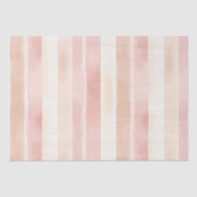 Papier Mousseline Jolies rayures roses pêche crème  (Recto)