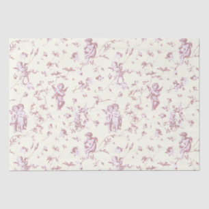 Papier Mousseline Jolis Anges Chérubins Cupidons Vintage Fleurs Rose