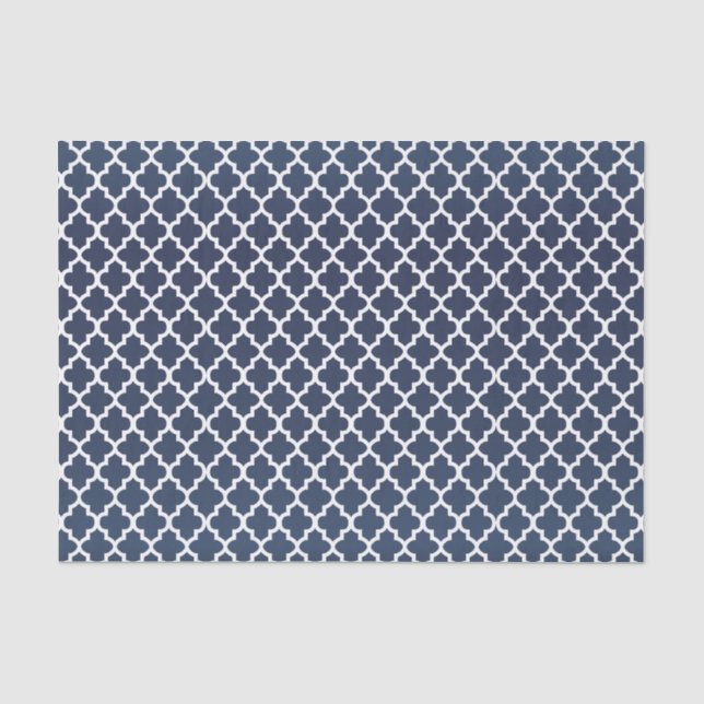 Papier Mousseline Jolis bleu d'ardoise et motif de Quatrefoil (Recto)