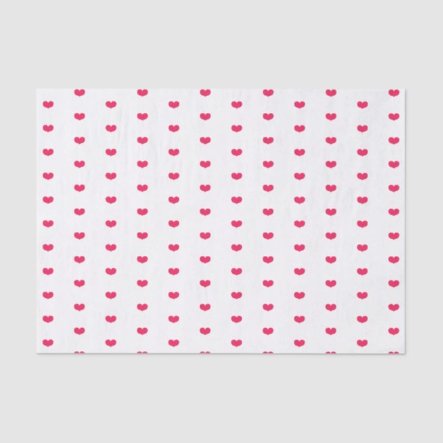 Papier Mousseline Jolis petits cœurs rose vif - Saint-Valentin (Recto)