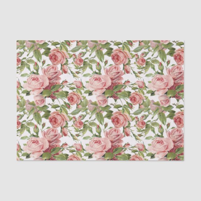 Papier Mousseline Jolis roses roses vintages (Recto)