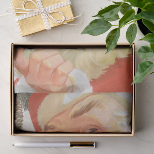 Papier Mousseline Jolly Santa Claus avec secret, Noël Vintage
