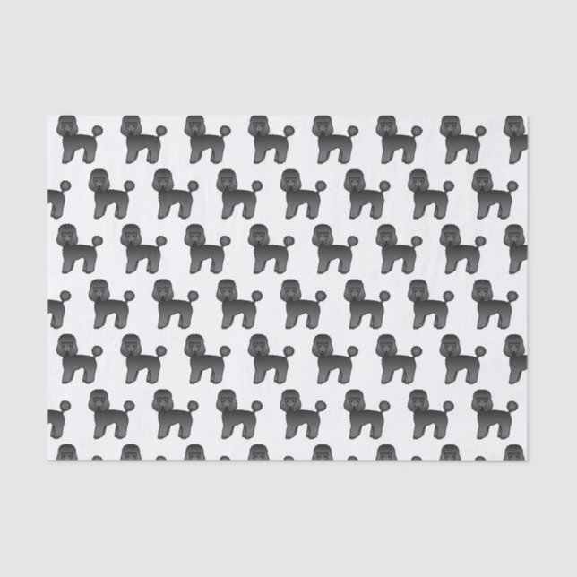 Papier Mousseline Jouet noir Poodle mignon Motif de dessin de chien (Recto)