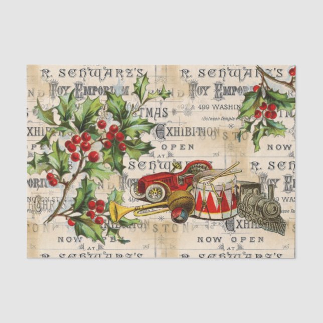 Papier Mousseline Jouets de Noël et papier de tissus Holly (Recto)