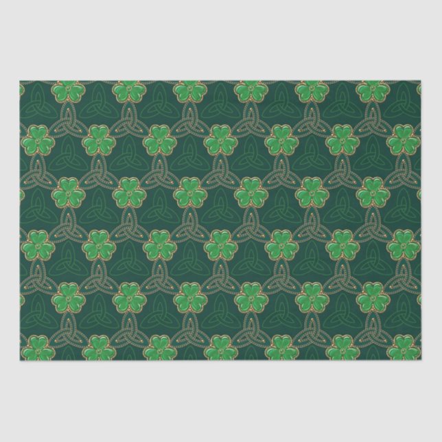 Papier Mousseline Jour de la Saint Patrick géométrique Celtic Triske (Recto)