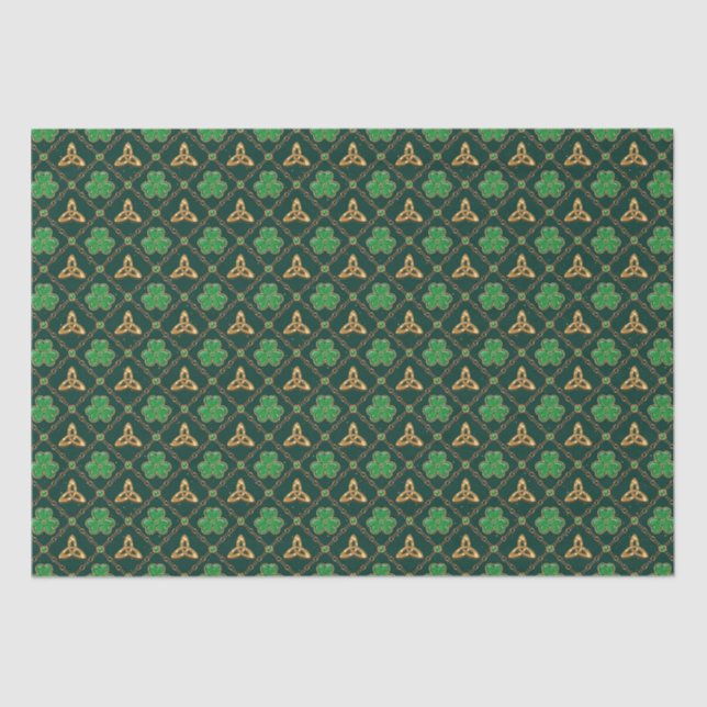 Papier Mousseline Jour de la Saint Patrick géométrique Celtic Triske (Recto)