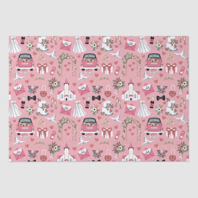 Papier Mousseline Jour De Mariage En Rose (Recto)