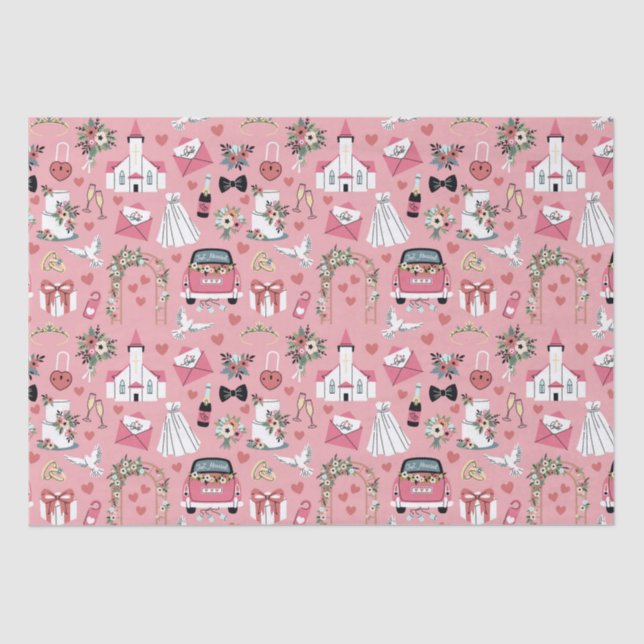 Papier Mousseline Jour De Mariage En Rose (Recto)