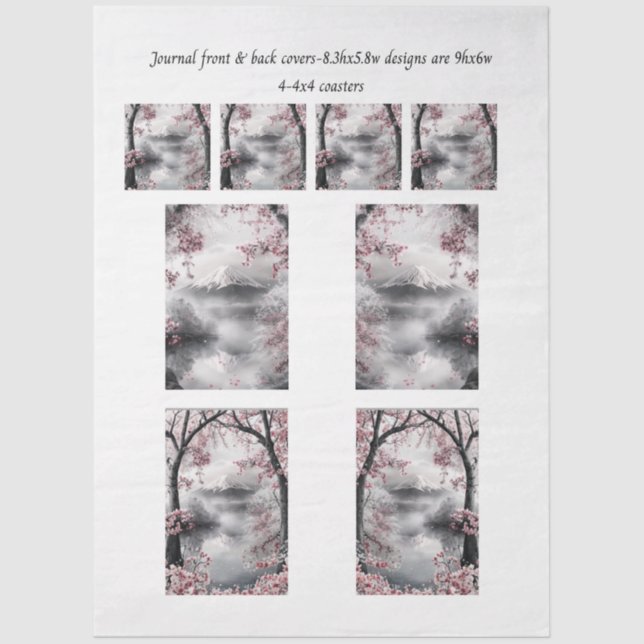 Papier Mousseline Journal Covers Mount Fuji Cherry Blossom Coasters  (Recto)
