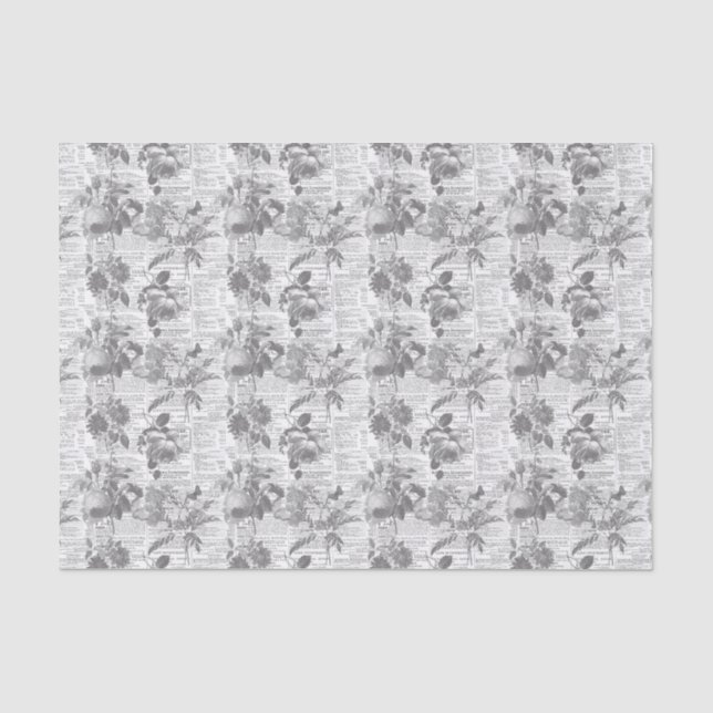 Papier Mousseline Journal Floral Ephemera Tissu Papier (Recto)