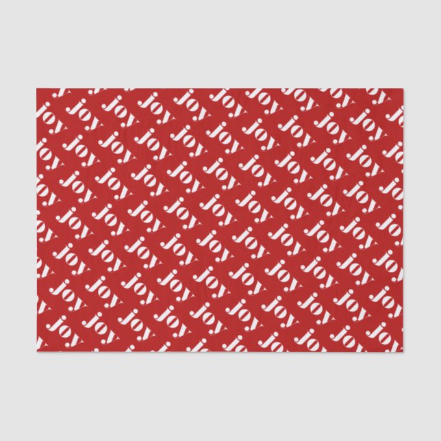 Papier Mousseline JOY Bold Typographie Motif rouge moderne Noël (Recto)