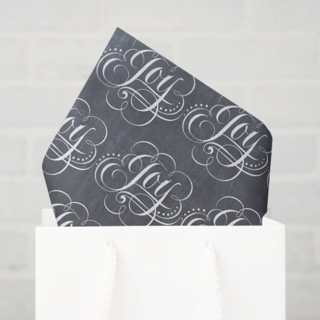Papier Mousseline Joy - Noël Chalkboard Calligraphie (Sac cadeau)