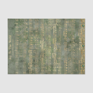 Papier Mousseline Joy To The World Gold Christmas Music Decoupage