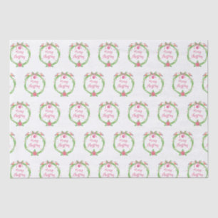 Papier Mousseline Joyeuse aquarelle Noël Holly Wreath