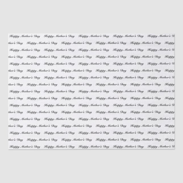 Papier Mousseline Joyeuse Fête des Mères blanc noir élégant texte (Recto)