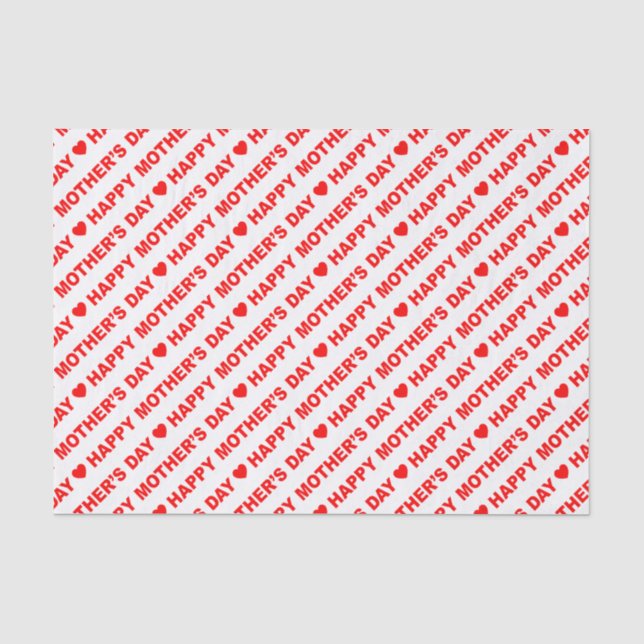 Papier Mousseline Joyeuse fête des mères rouge sur papier blanc (Recto)