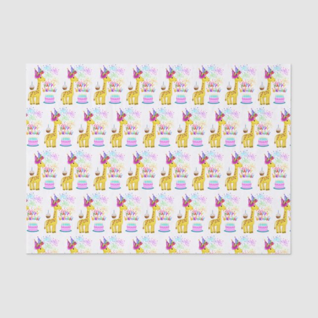 Papier Mousseline Joyeuse Giraffe en papier Tissu Anniversaire (Recto)