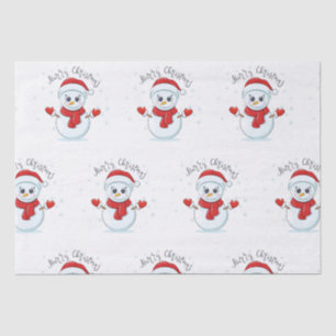 Papier Mousseline Joyeuse typographie de Noël Snowman Holiday Winter