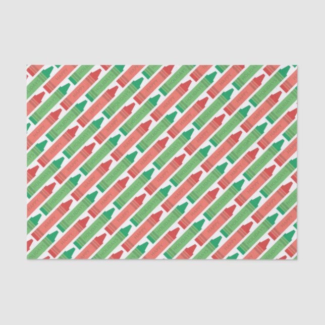 Papier Mousseline Joyeuses fêtes Crayons rouges et verts (Recto)