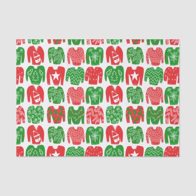Papier Mousseline Joyeuses fêtes de Noël laid Sweater cadeau (Recto)