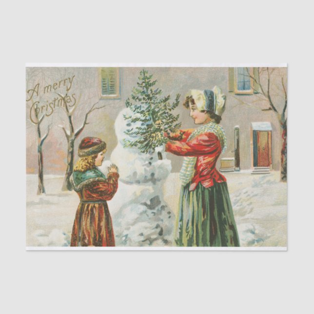 Papier Mousseline Joyeuses fêtes de Noël pour les femmes, les enfant (Recto)