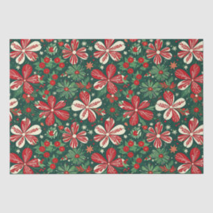 Papier Mousseline Joyeuses Fleurs de Noël et étoiles