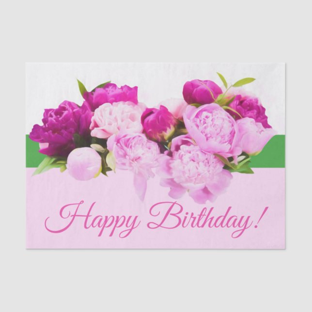 Papier Mousseline Joyeuses pivoines d'anniversaire (Recto)