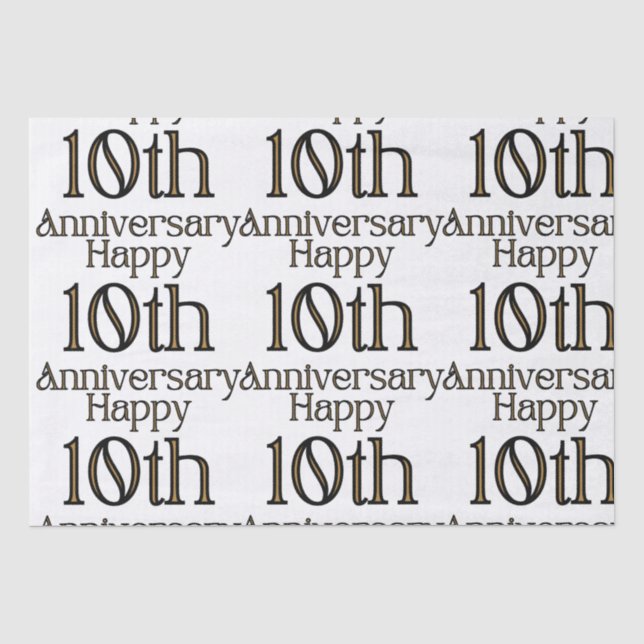 Papier Mousseline Joyeux 10e anniversaire (Recto)