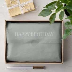 Papier Mousseline 'Joyeux Anniversaire' Apaisant Vert Sauge Frais Mu