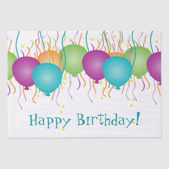 Papier Mousseline Joyeux anniversaire avec les confettis et les (Recto)
