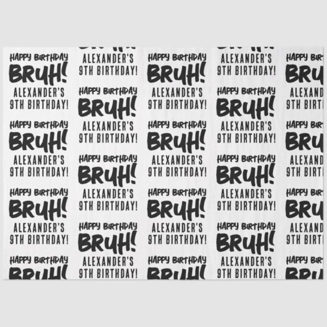 Papier Mousseline Joyeux anniversaire Bruh Boy's adolescent Ado Boy (Recto)