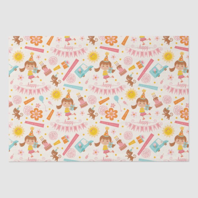 Papier Mousseline Joyeux anniversaire coloré (Recto)