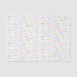 Papier Mousseline Joyeux anniversaire dans de nombreuses langues Ann
