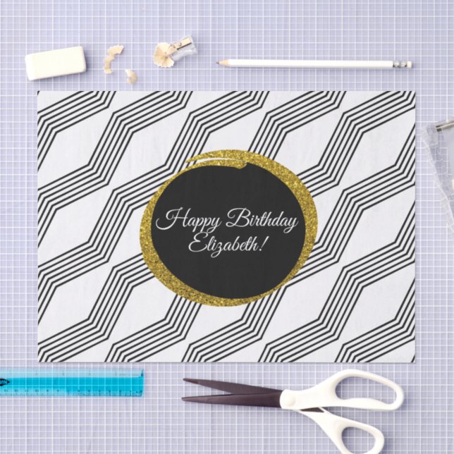 Papier Mousseline Joyeux anniversaire Elegant Gold Parties scintilla (Artisanat)
