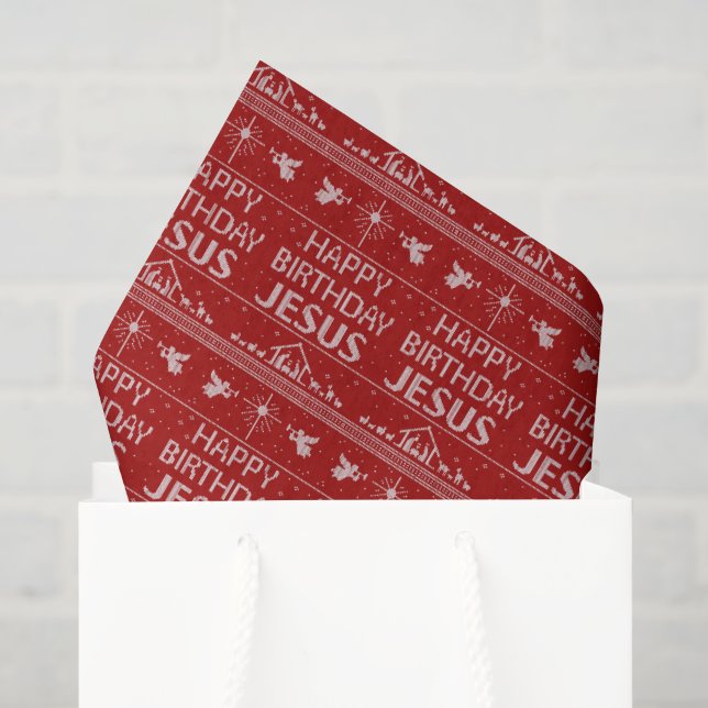 Papier Mousseline Joyeux anniversaire Jésus Noël chrétien Religieux (Sac cadeau)