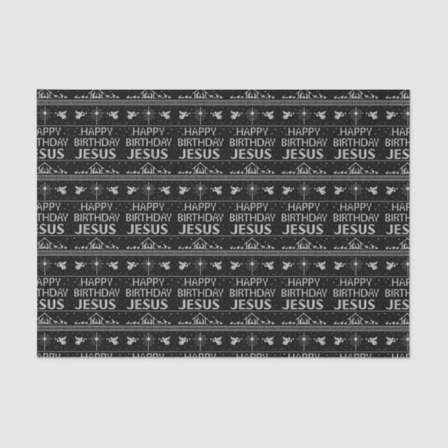 Papier Mousseline Joyeux anniversaire Jesus UCS Christian Religieux (Recto)