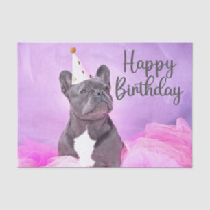 Papier Mousseline Joyeux Anniversaire mignon Funny French Bulldog
