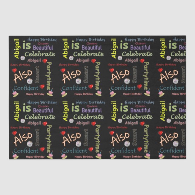 Papier Mousseline Joyeux Anniversaire Tissu Papier Abigail (Recto)