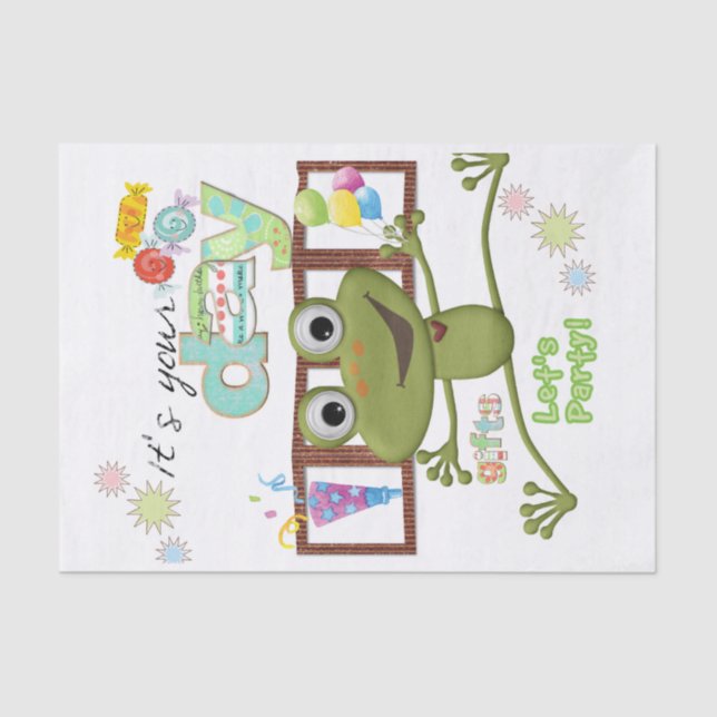 Papier Mousseline Joyeux Anniversaire Tissu Papier Amis Famille Gren (Recto)
