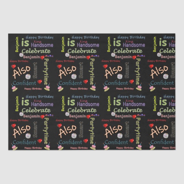 Papier Mousseline Joyeux Anniversaire Tissu Papier Benjamin (Recto)