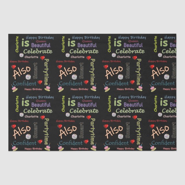 Papier Mousseline Joyeux Anniversaire Tissu Papier Charlotte (Recto)