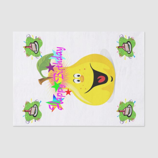 Papier Mousseline Joyeux Anniversaire Tissu Papier Pear Cupcake (Recto)